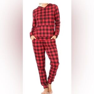 Shosho Women’s Red and Black Checkered Lounge/Pajama Set-size M